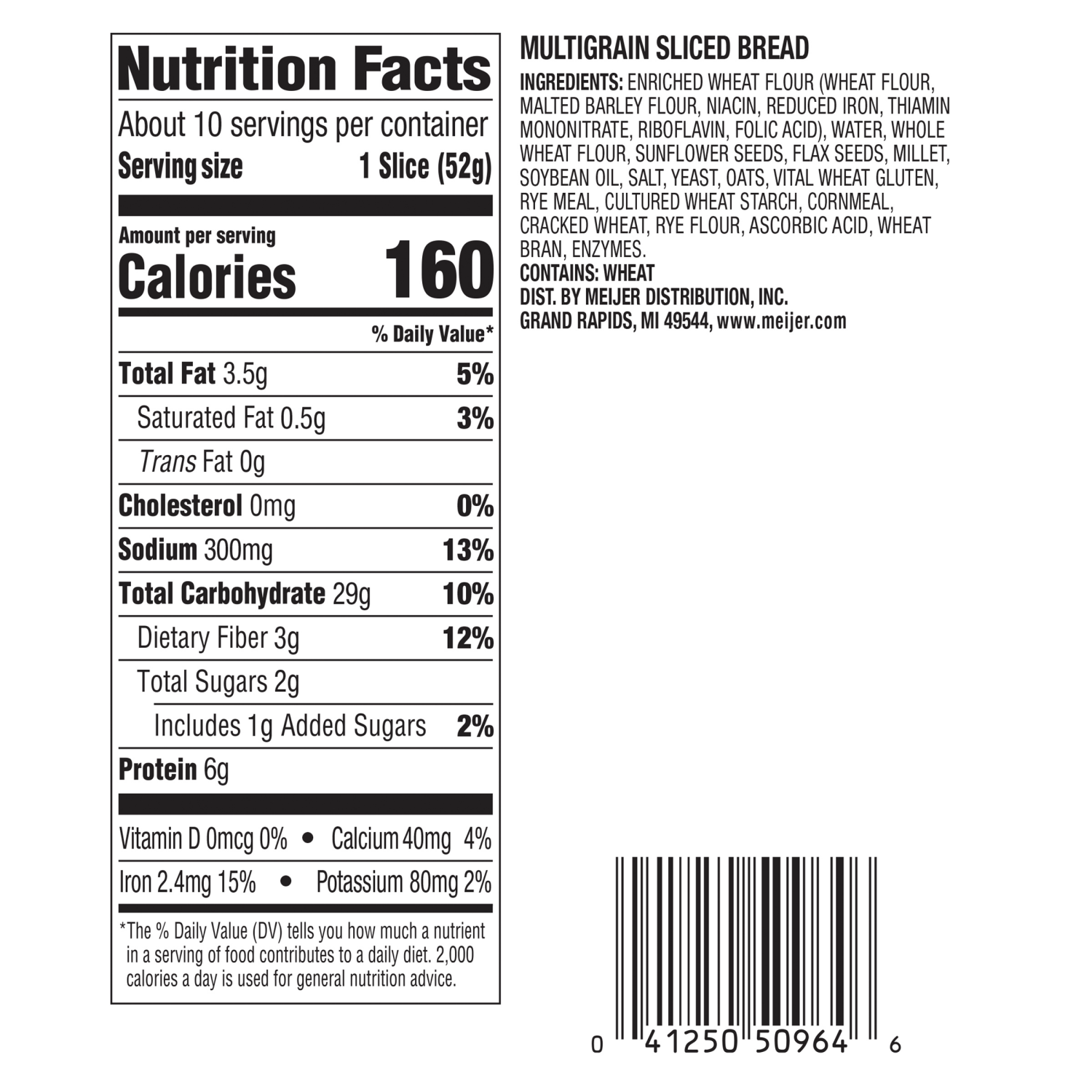 slide 3 of 5, Meijer Detroit Multigrain Seeded 5/8" Half Loaf, 21.1 oz