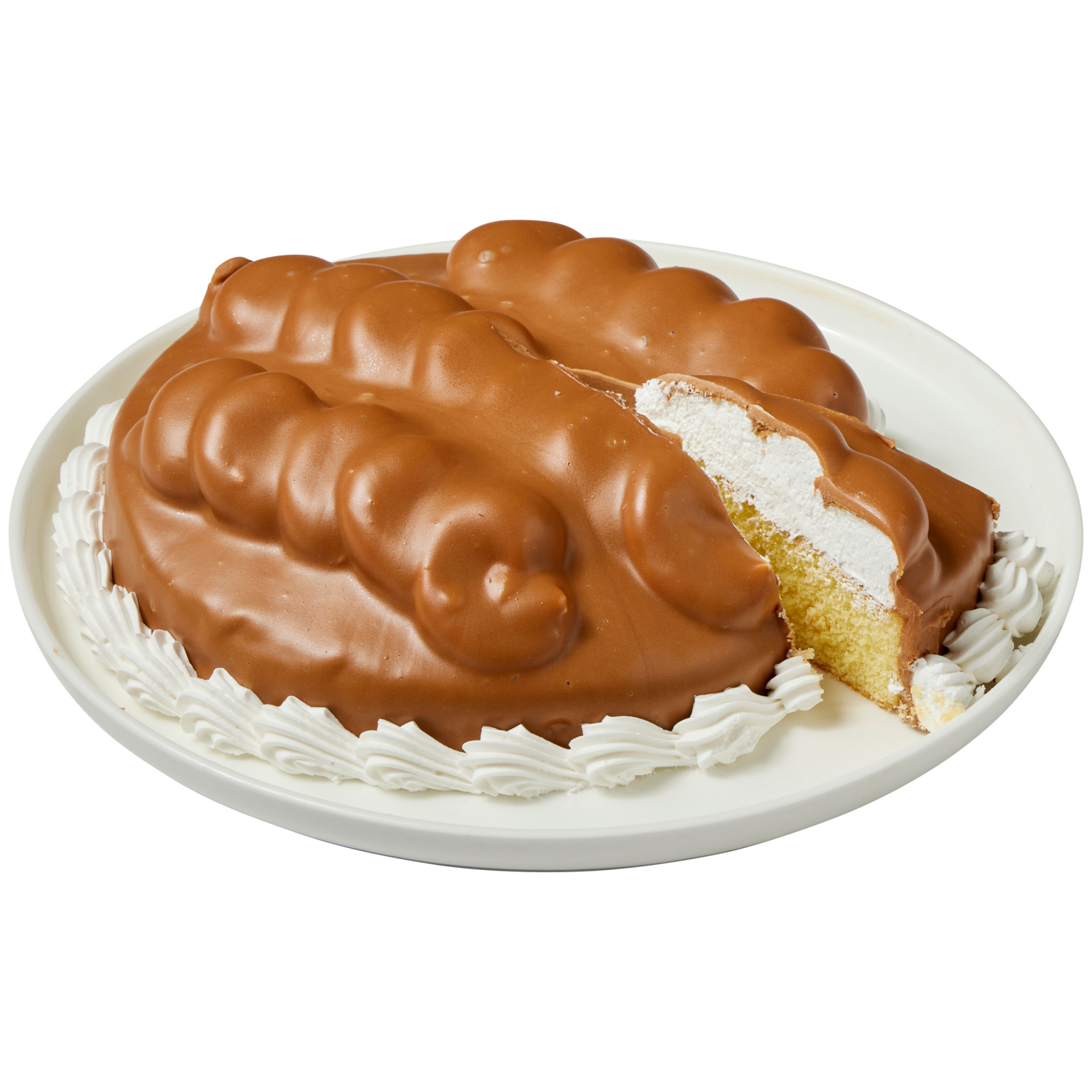 slide 5 of 5, Fresh From Meijer 8" Wave Cake Yellow W Carmel Icing, 8 in
