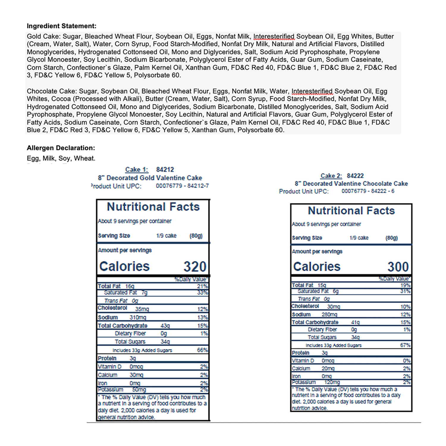 slide 2 of 4, 8" Valentine's Day Gold or Chocolate Cakes, 24 oz