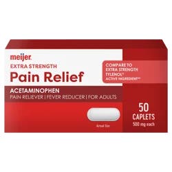 Meijer Extra Strength Acetaminophen Caplets, Pain Reliever and Fever Reducer
