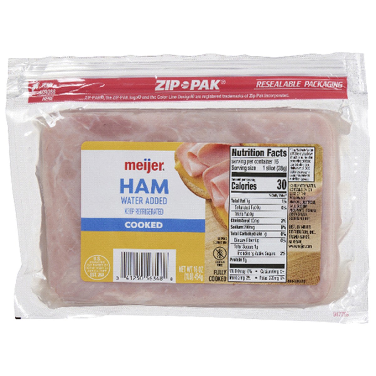 slide 1 of 2, Meijer Cooked Ham Lunchmeat, 16 oz