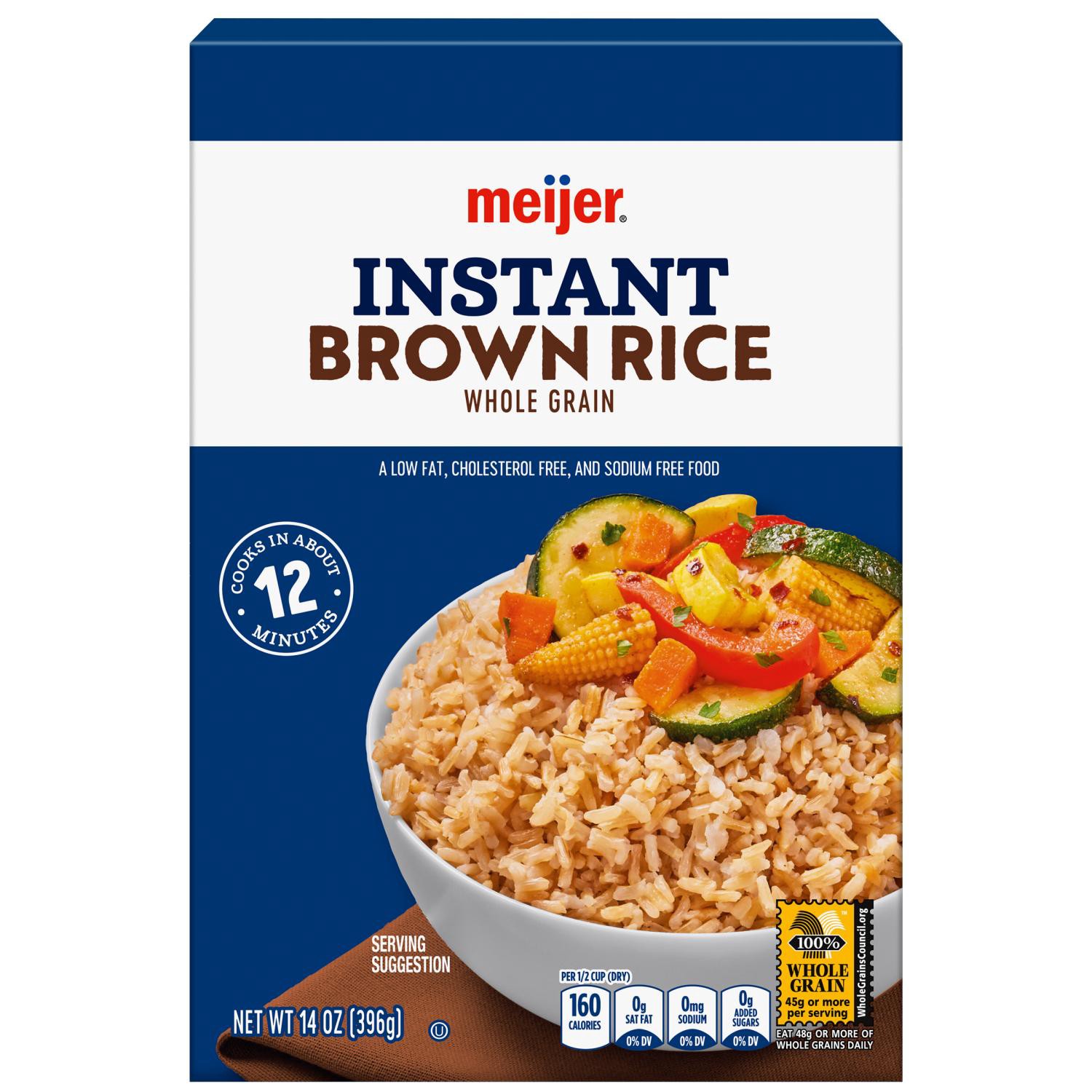 slide 1 of 8, Meijer Instant Whole Grain Brown Rice, 14 Oz, 14 oz
