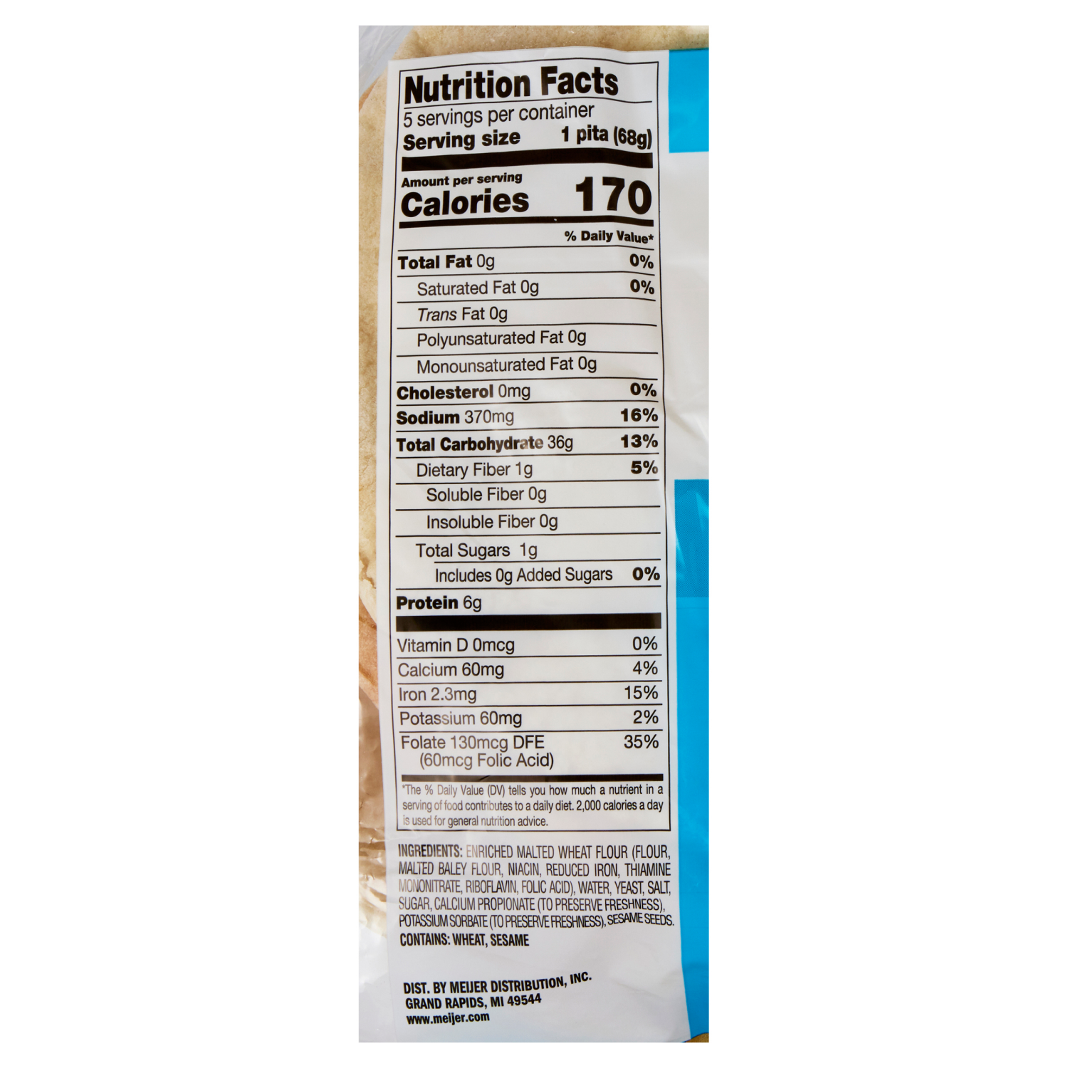 slide 2 of 2, Meijer White Pocket Pita Bread, 5 ct