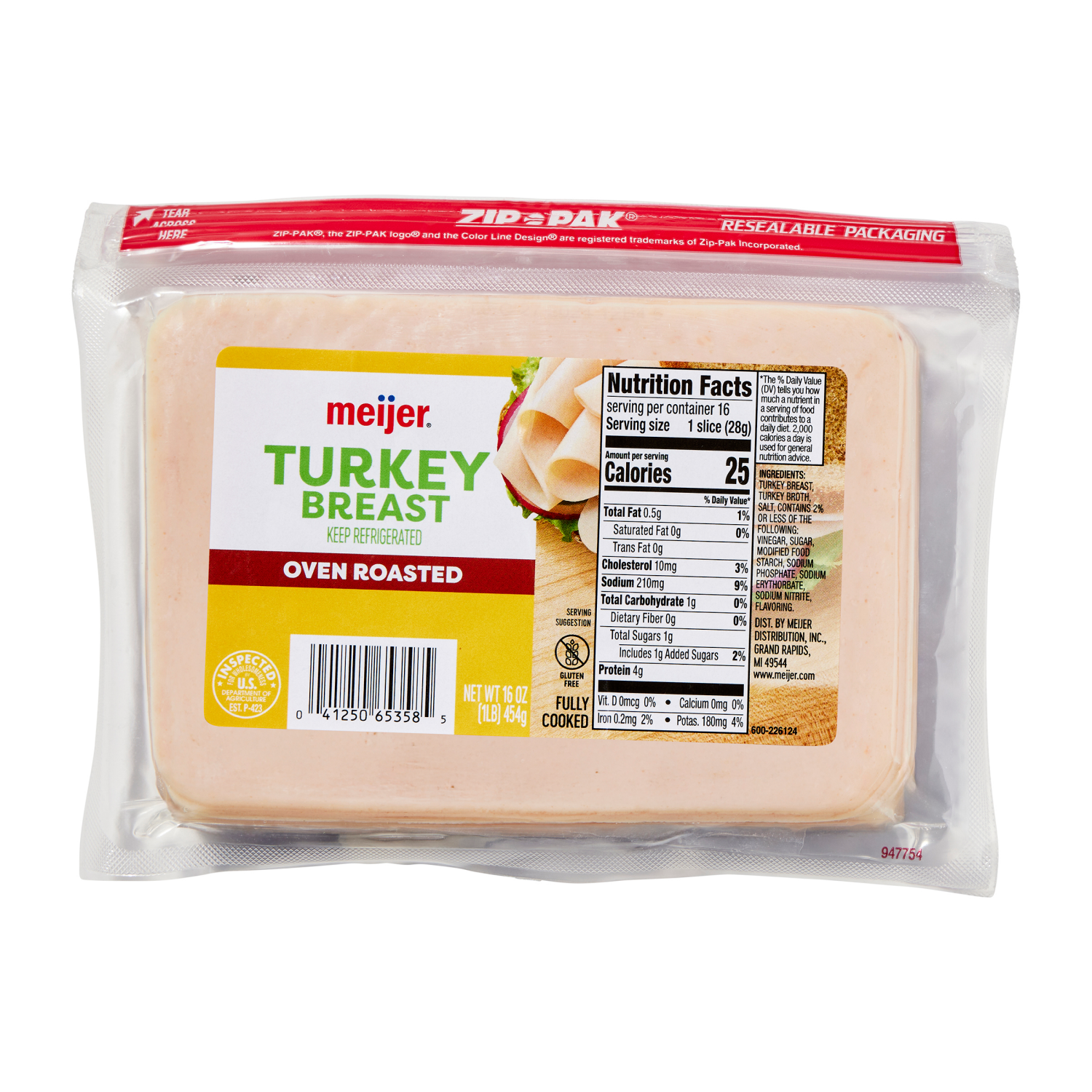 slide 1 of 3, Meijer Oven Roasted Turkey Breast Lunchmeat, 16 oz