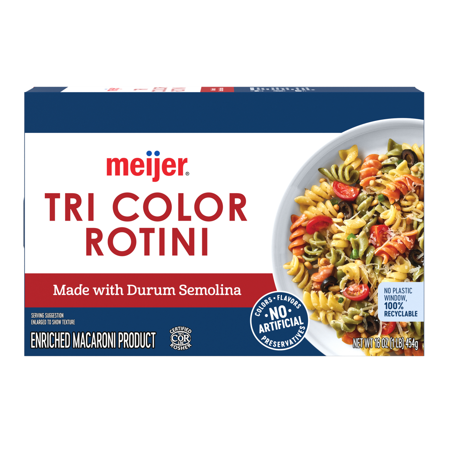 slide 2 of 8, Meijer Tri-Color Rotini Pasta, 16 oz