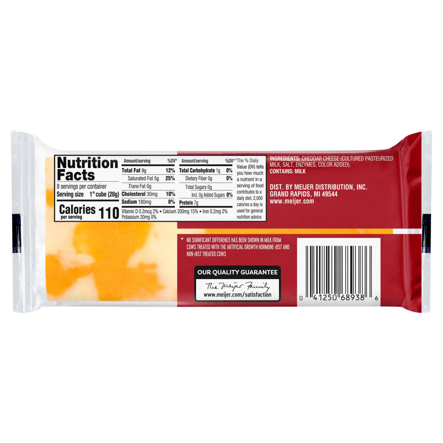 slide 2 of 2, Meijer Double Cheddar Chunk Cheese, 8 oz