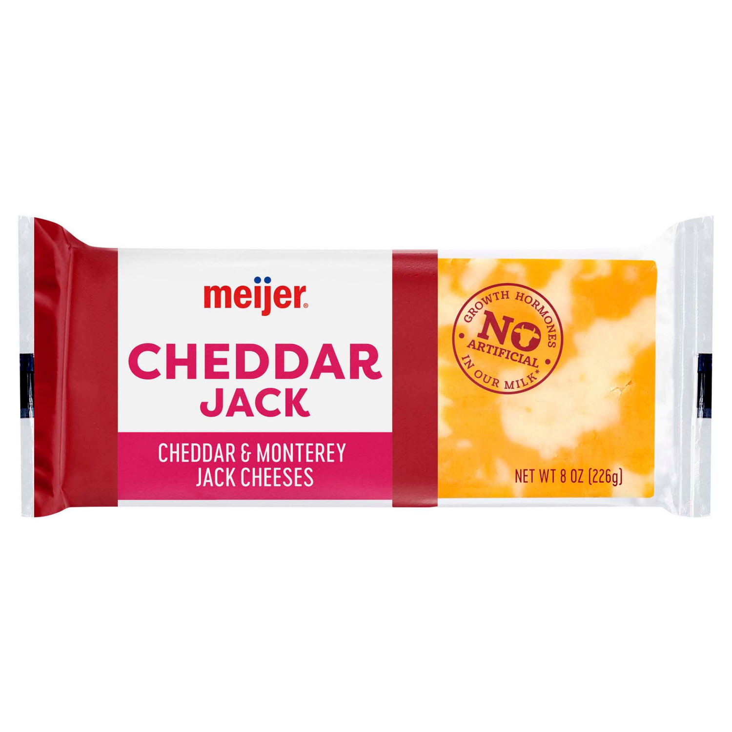 slide 1 of 2, Meijer Chunk Cheddar Jack Cheese, 8 oz