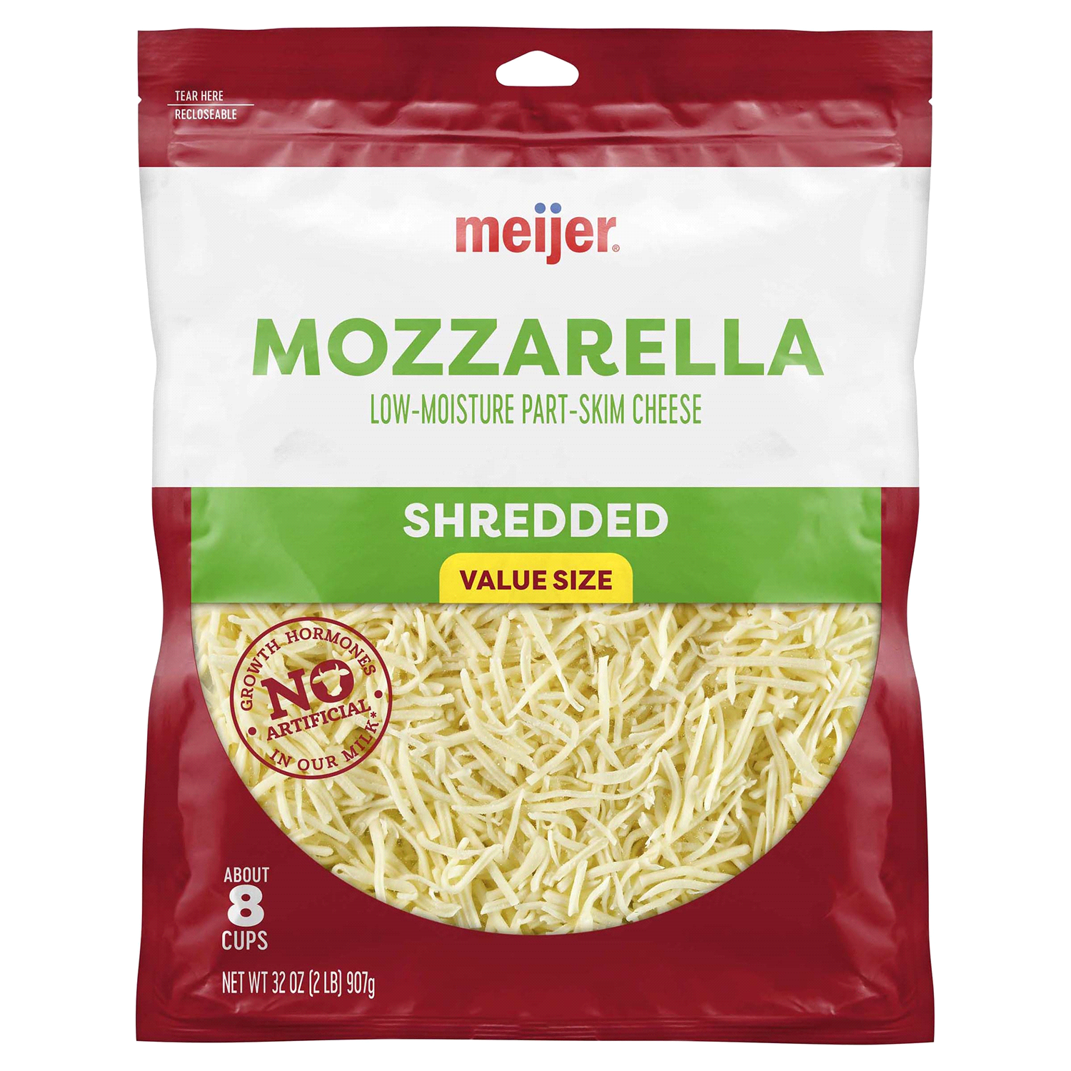 slide 1 of 2, Meijer Mozzarella Shredded Cheese, 32 oz