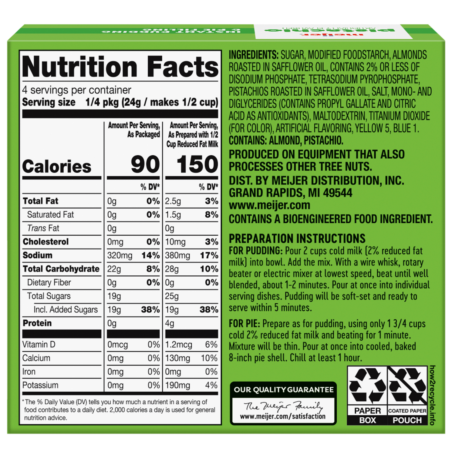slide 2 of 8, Meijer Instant Pistachio Pudding & Pie Filling, 3.4 oz