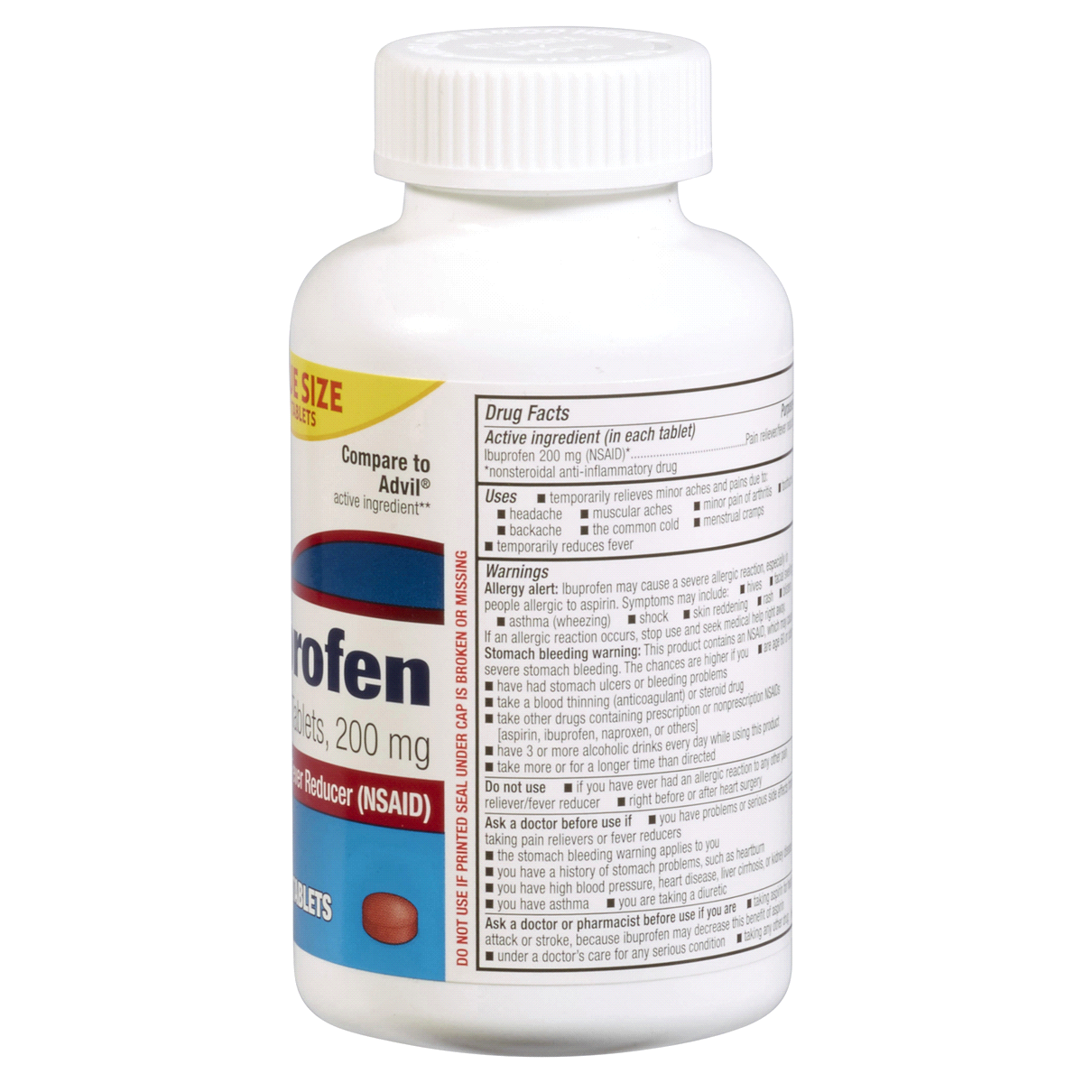 Meijer Ibuprofen Tablets USP, Pain Reliever/Fever Reducer 200 mg, 500 ct Shipt