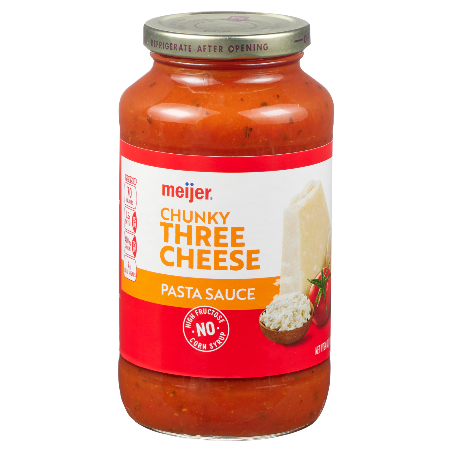 slide 3 of 3, Meijer Chunky Three Cheese Pasta Sauce, 24 oz