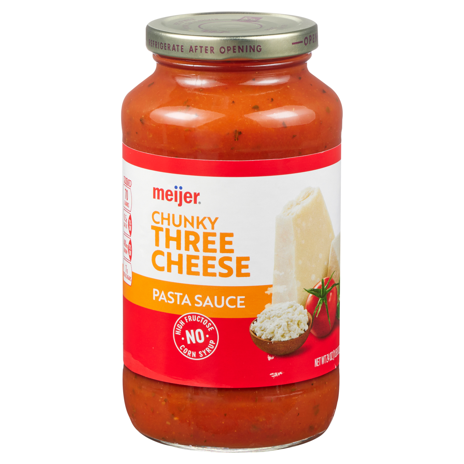 slide 1 of 3, Meijer Chunky Three Cheese Pasta Sauce, 24 oz