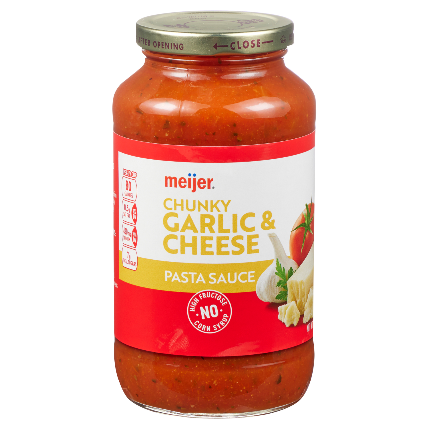 slide 3 of 3, Meijer Chunky Garlic and Cheese Pasta Sauce, 24 oz