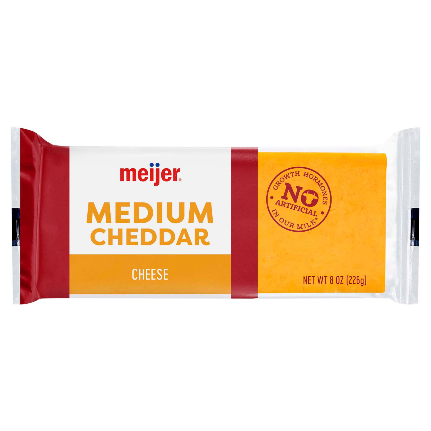 slide 1 of 2, Meijer Medium Cheddar Chunk Cheese, 8 oz
