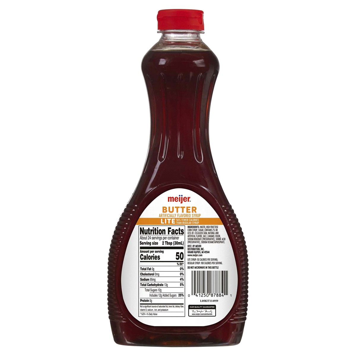 slide 2 of 2, Meijer Lite Butter Flavored Syrup, 24 oz