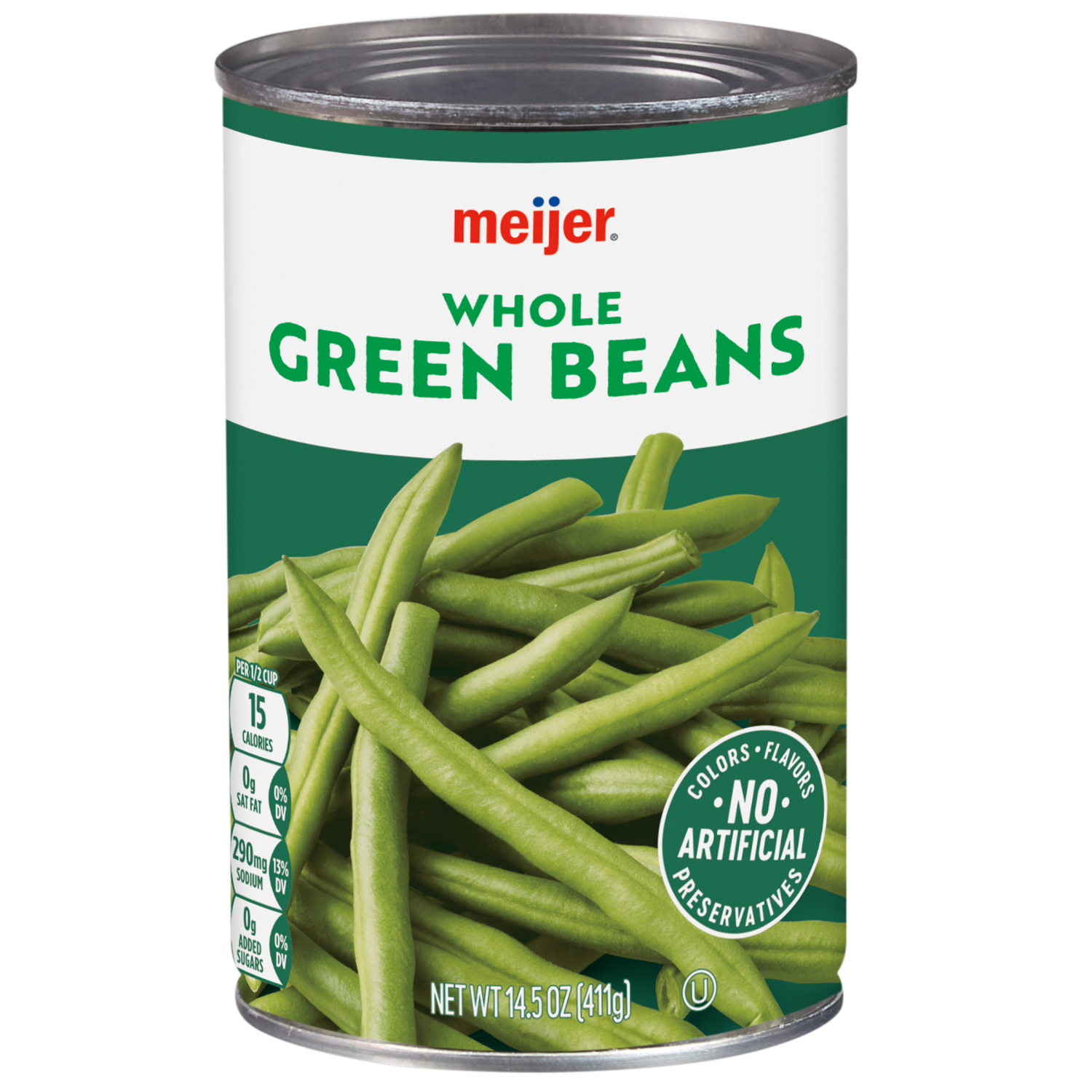 slide 1 of 5, Meijer Green Beans Whole, 14.5 oz