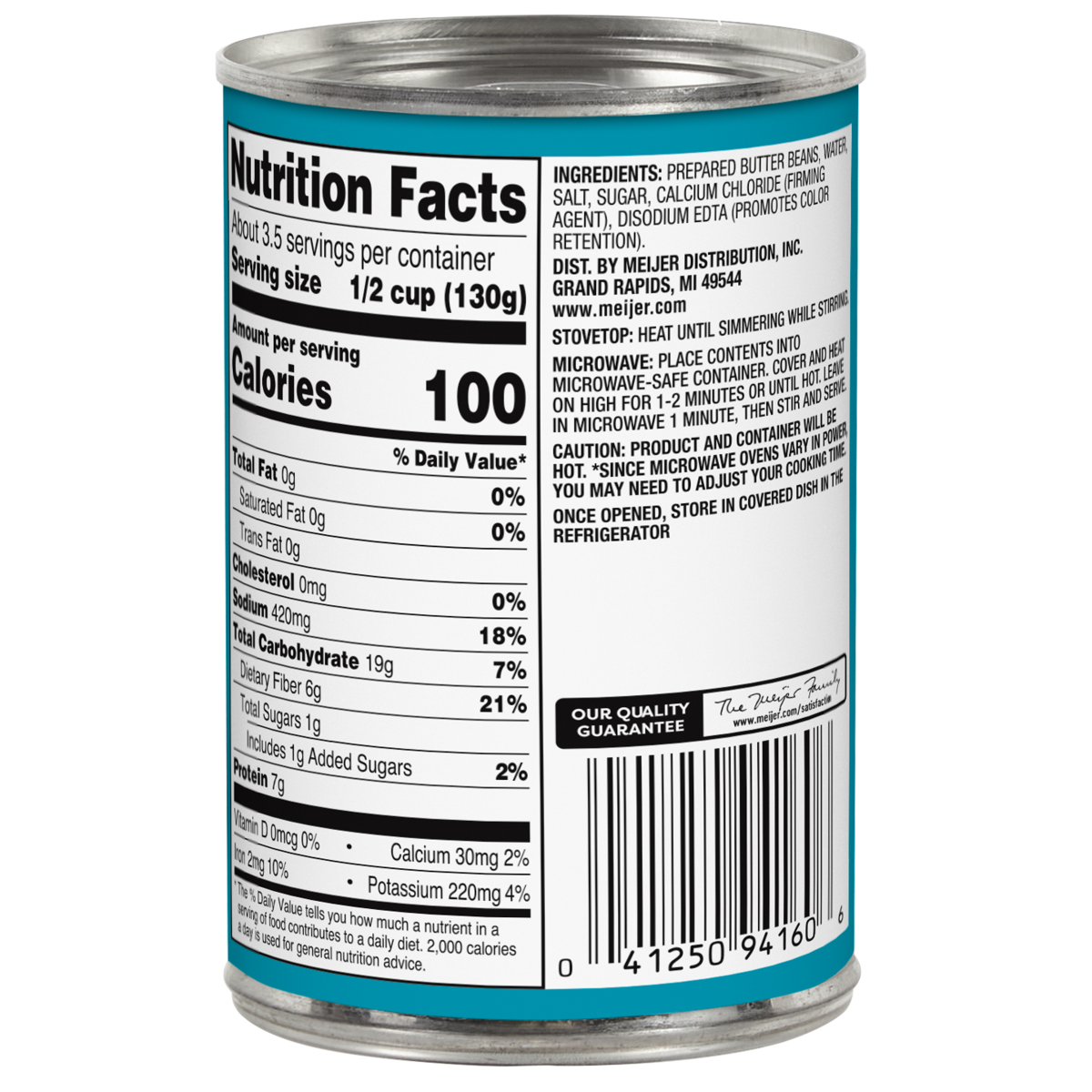 slide 2 of 2, Meijer Butter Beans, 15.5 oz