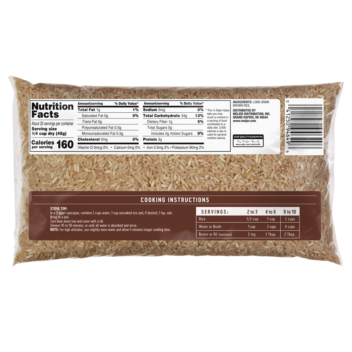 slide 2 of 2, Meijer All Natural Long Grain Brown Rice, 32 oz