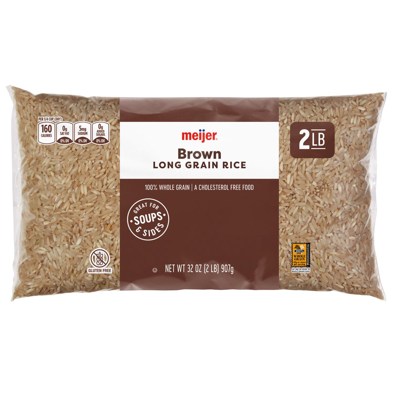 slide 1 of 2, Meijer All Natural Long Grain Brown Rice, 32 Oz, 32 oz