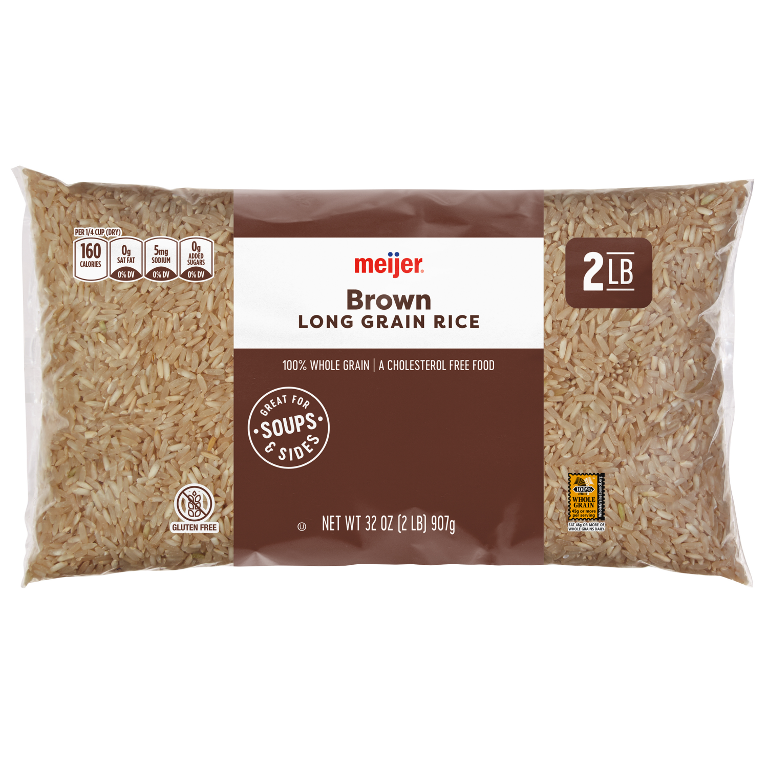 slide 1 of 2, Meijer All Natural Long Grain Brown Rice, 32 oz