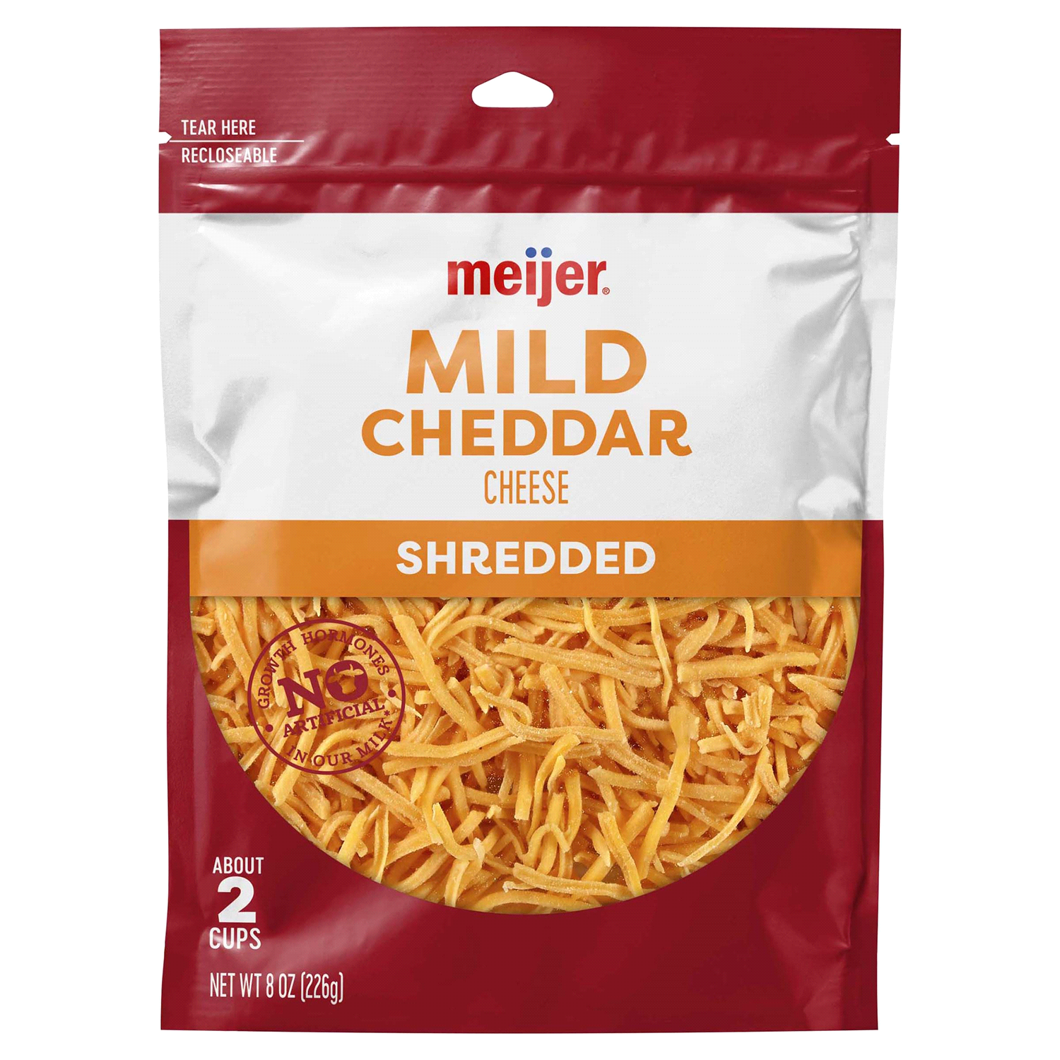 slide 1 of 2, Meijer Mild Cheddar Shredded Cheese, 8 oz