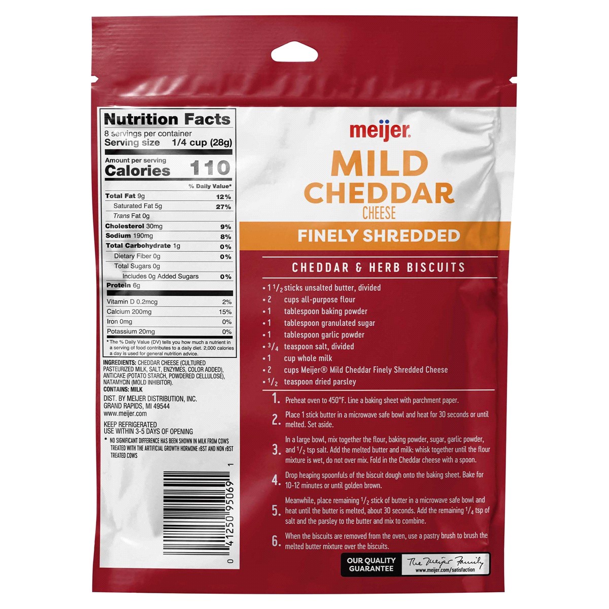 slide 2 of 2, Meijer Finely Shredded Mild Cheddar Cheese, 8 oz