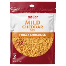 Finely Shredded Mild Cheddar Cheese, 8 Oz