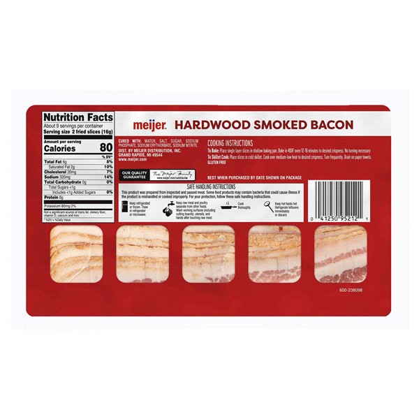 slide 4 of 5, Meijer Hardwood Smoked Bacon, 16 oz