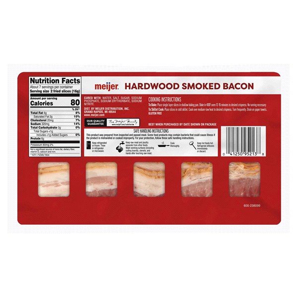 slide 4 of 5, Meijer Hardwood Smoked Bacon, 12 Oz, 12 oz