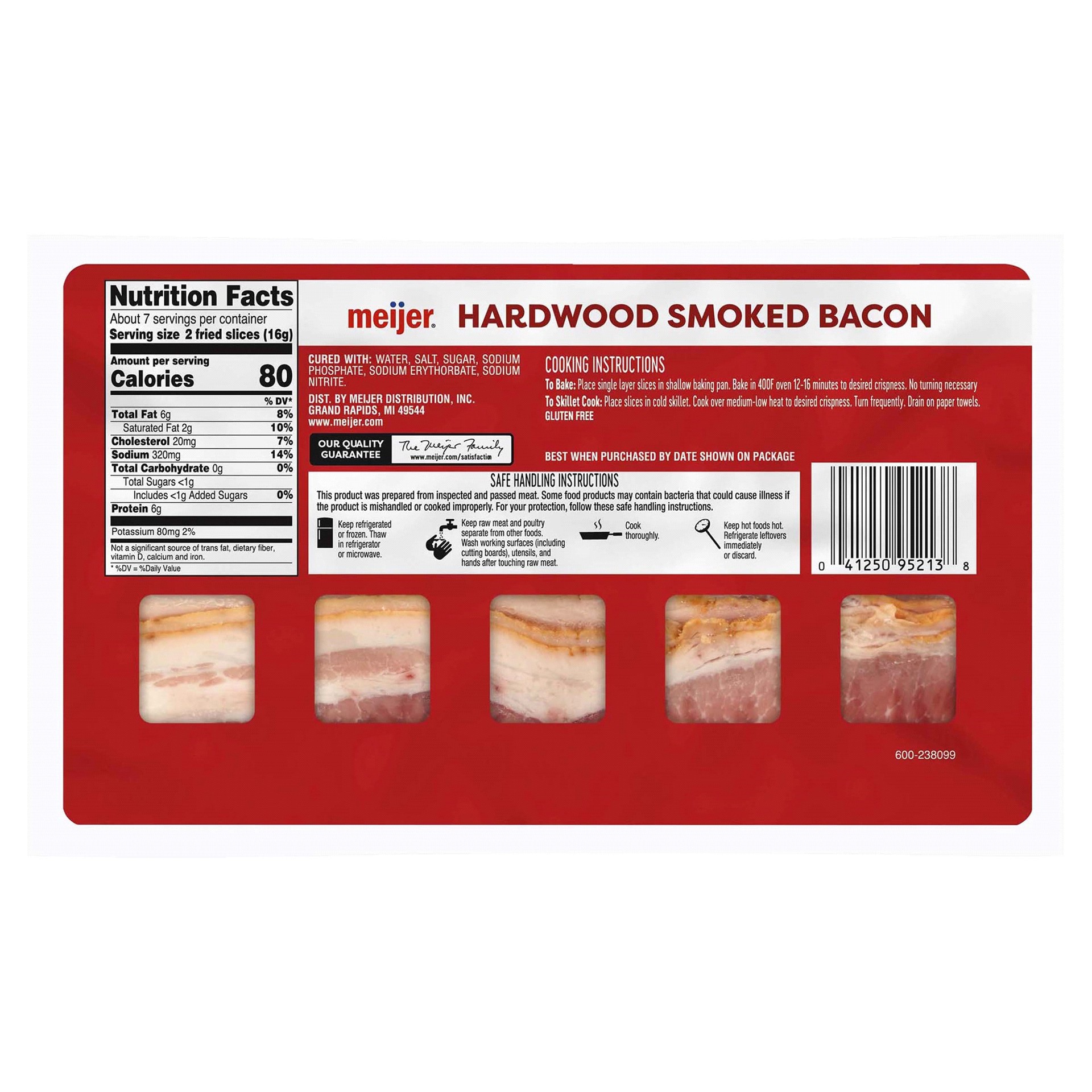 slide 5 of 5, Meijer Hardwood Smoked Bacon, 12 oz