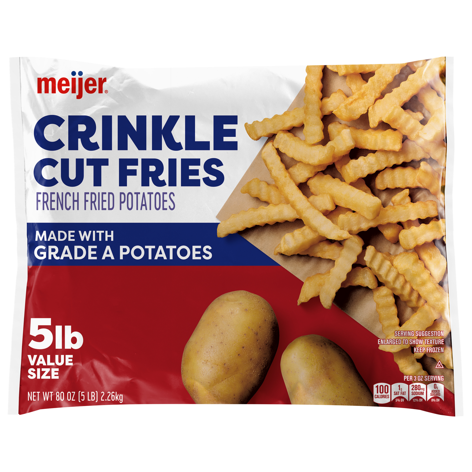slide 1 of 2, Meijer Crinkle Cut French Fries, 5 lb