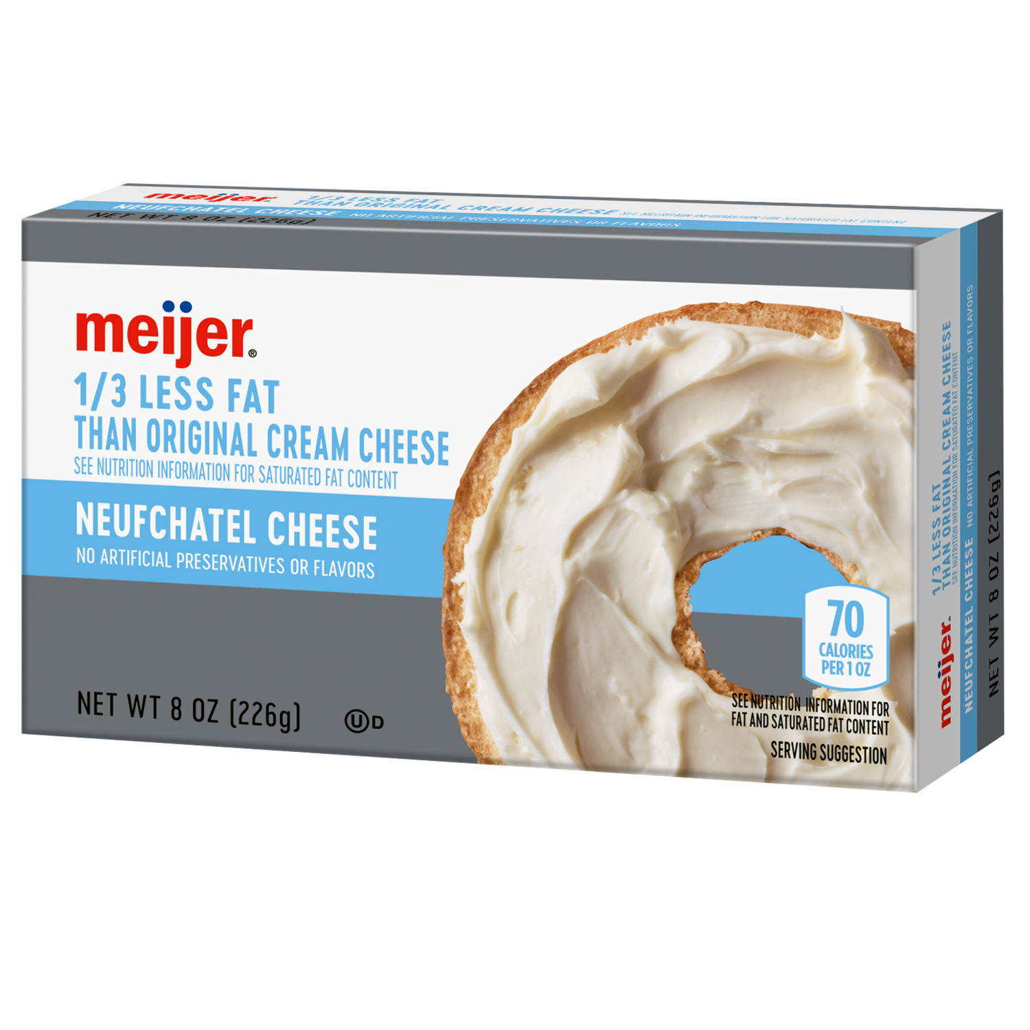 slide 7 of 8, Meijer 1/3 Less Fat Cream Cheese, 8 oz