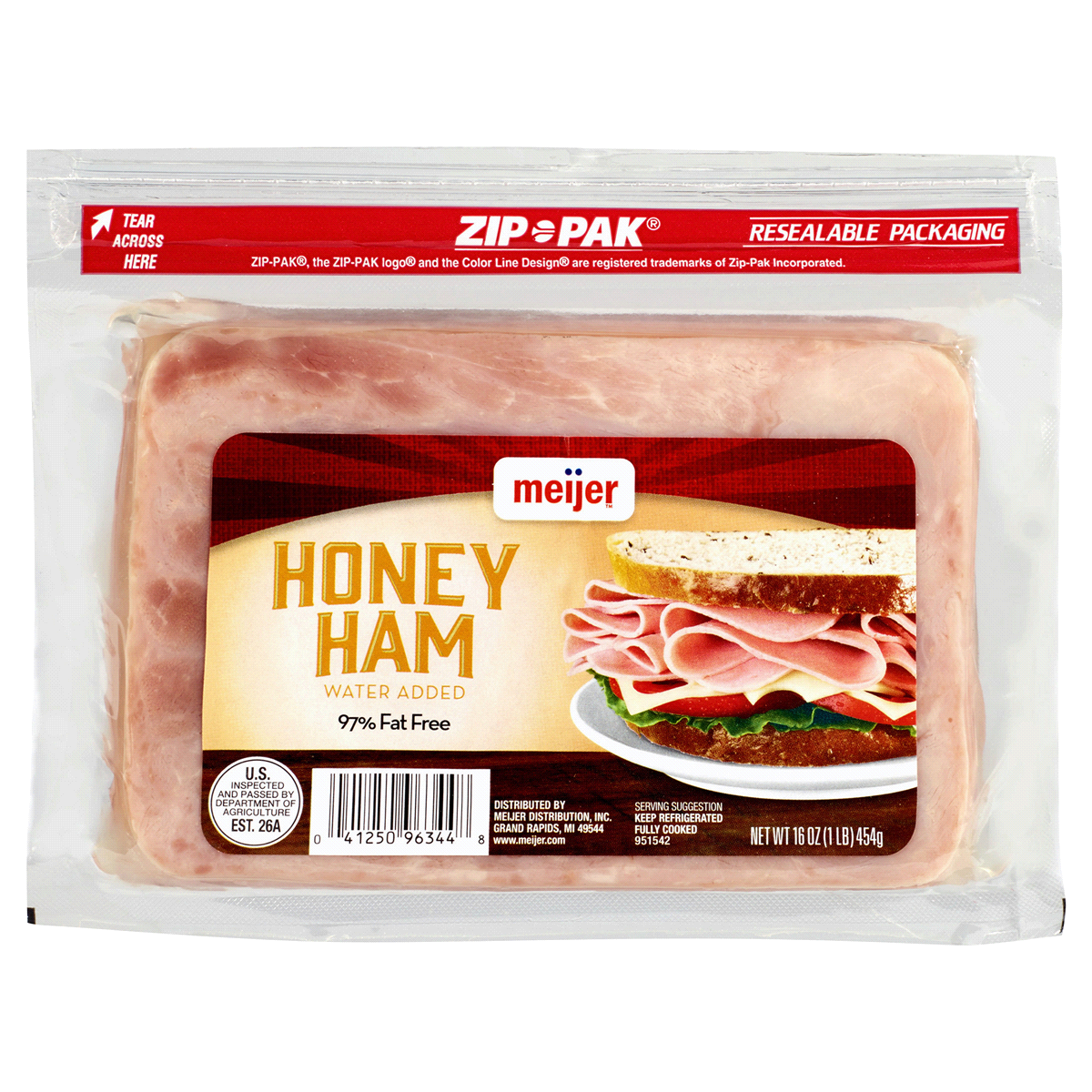 slide 1 of 2, Meijer Honey Ham Lunchmeat, 16 oz, 16 oz