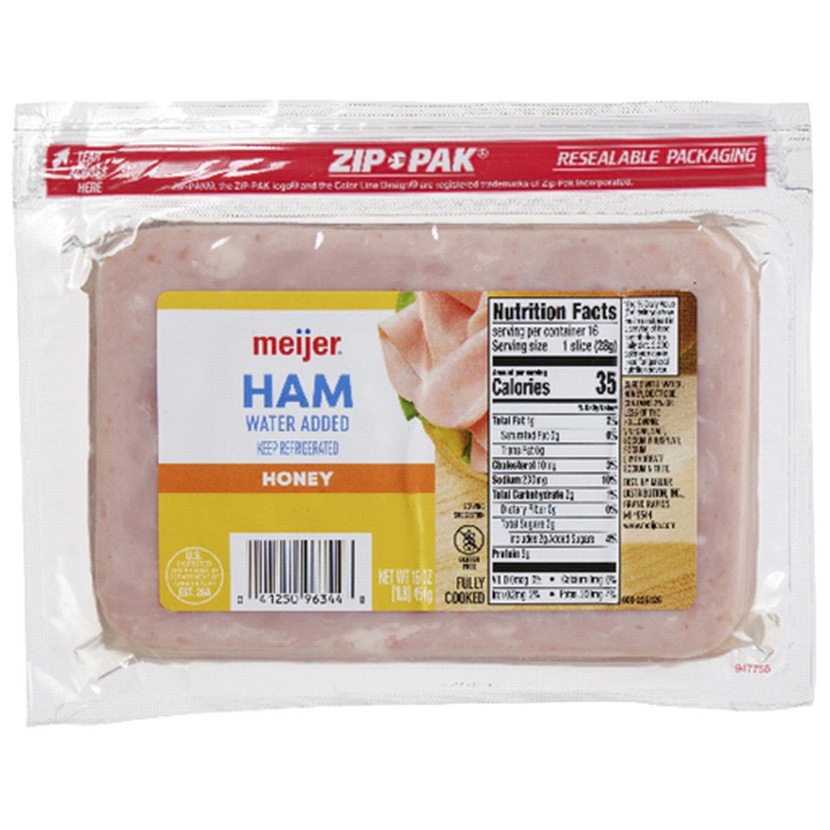 slide 1 of 2, Meijer Honey Ham Lunchmeat, 16 oz