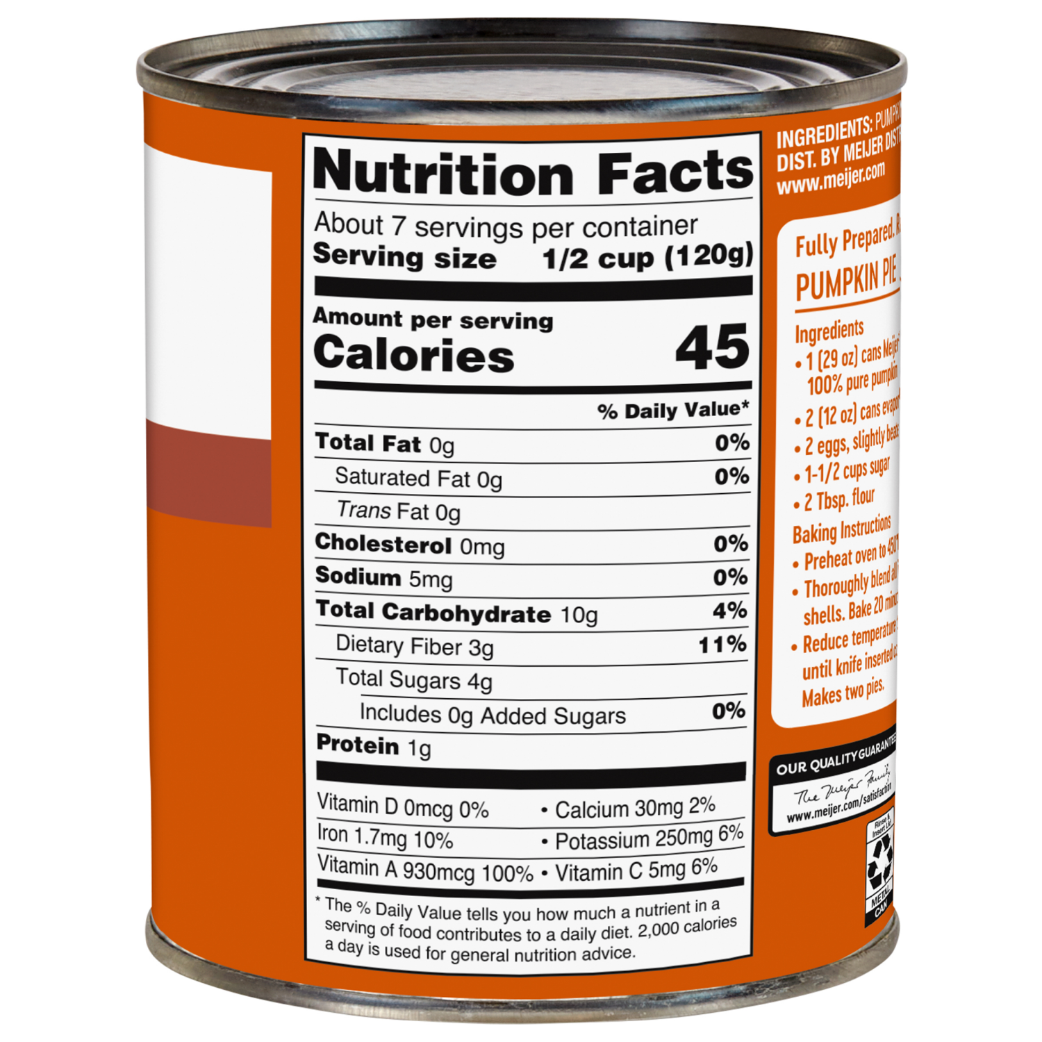 slide 2 of 3, Meijer 100% Pure Pumpkin, 29 oz