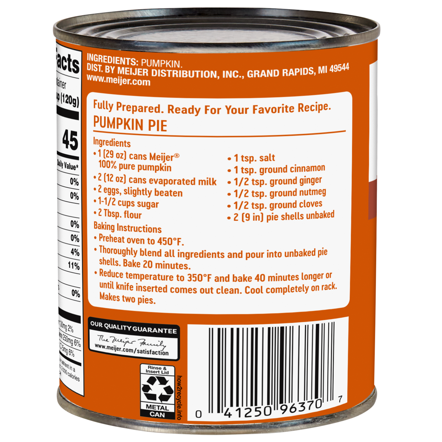 slide 3 of 3, Meijer 100% Pure Pumpkin, 29 oz