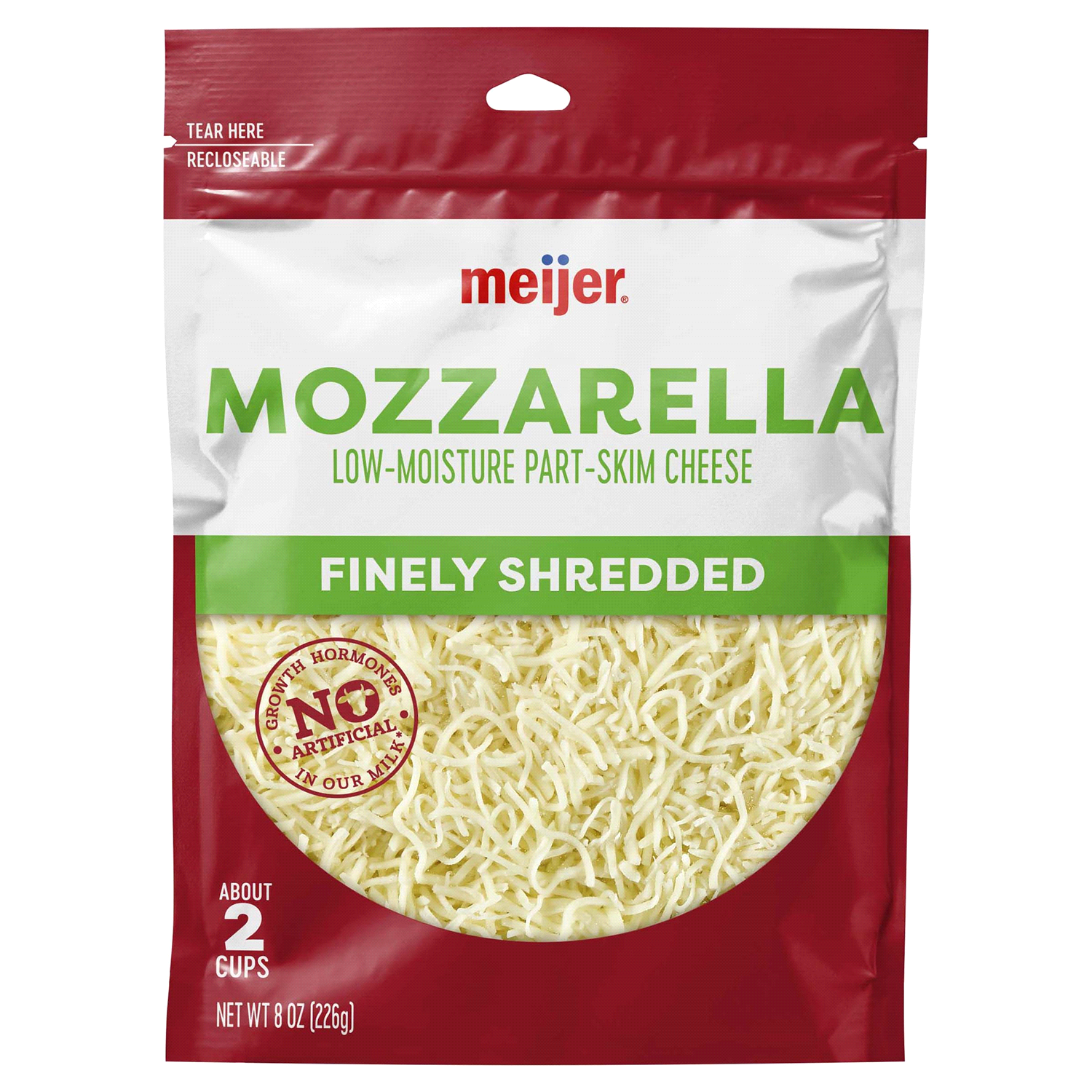 slide 1 of 2, Meijer Finely Shredded Mozzarella Cheese, 8 oz
