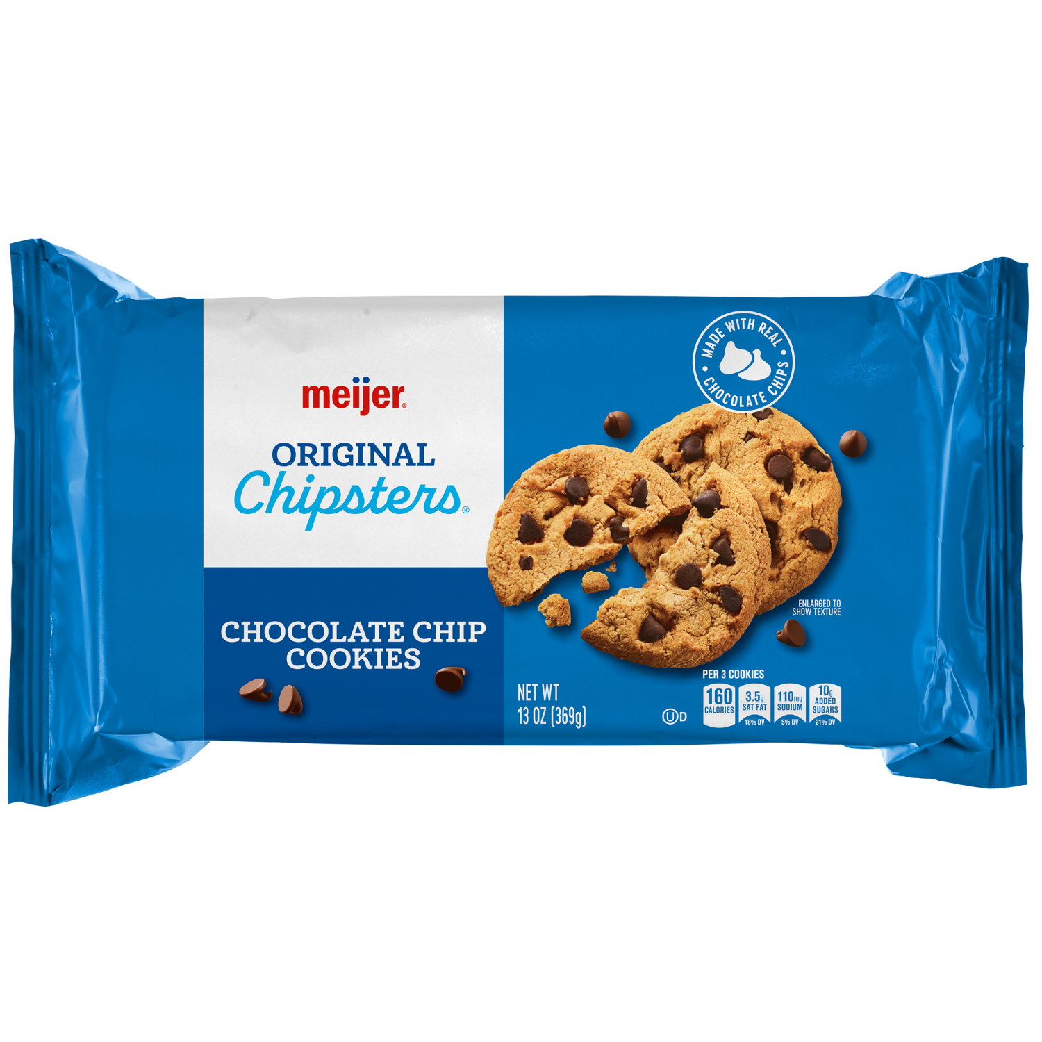 slide 1 of 2, Meijer Original Chipsters Chocolate Chip Cookies, 13.72 oz