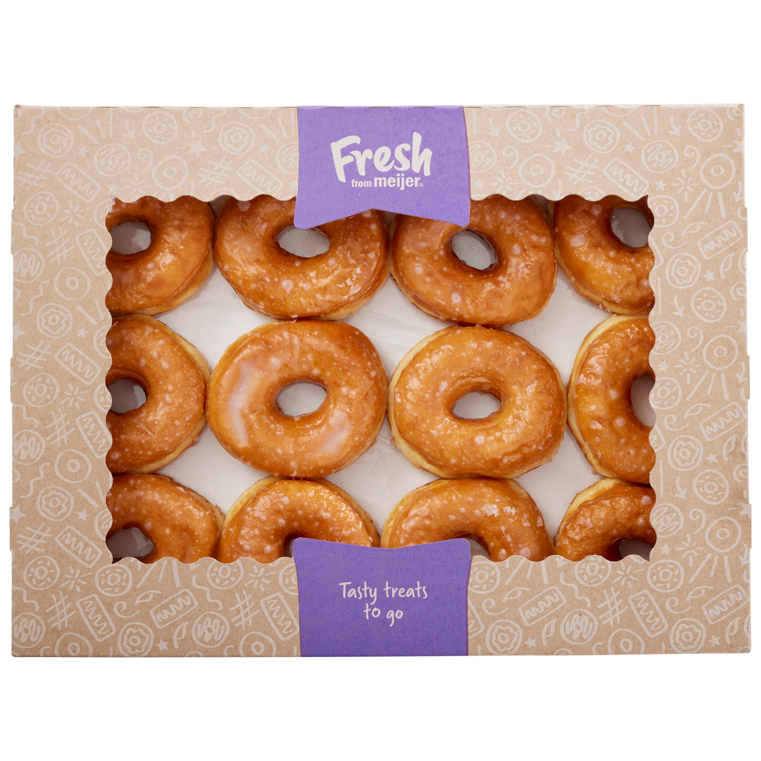 slide 1 of 3, Fresh from Meijer Glazed Donut Rings, 12 Count, 12 ct