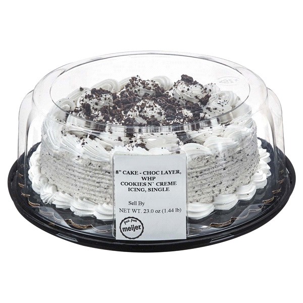 slide 4 of 5, Fresh from Meijer 8 inch split layer Chocolate Cake with Cookies and Cream whipped icing, 23 oz., 23 oz