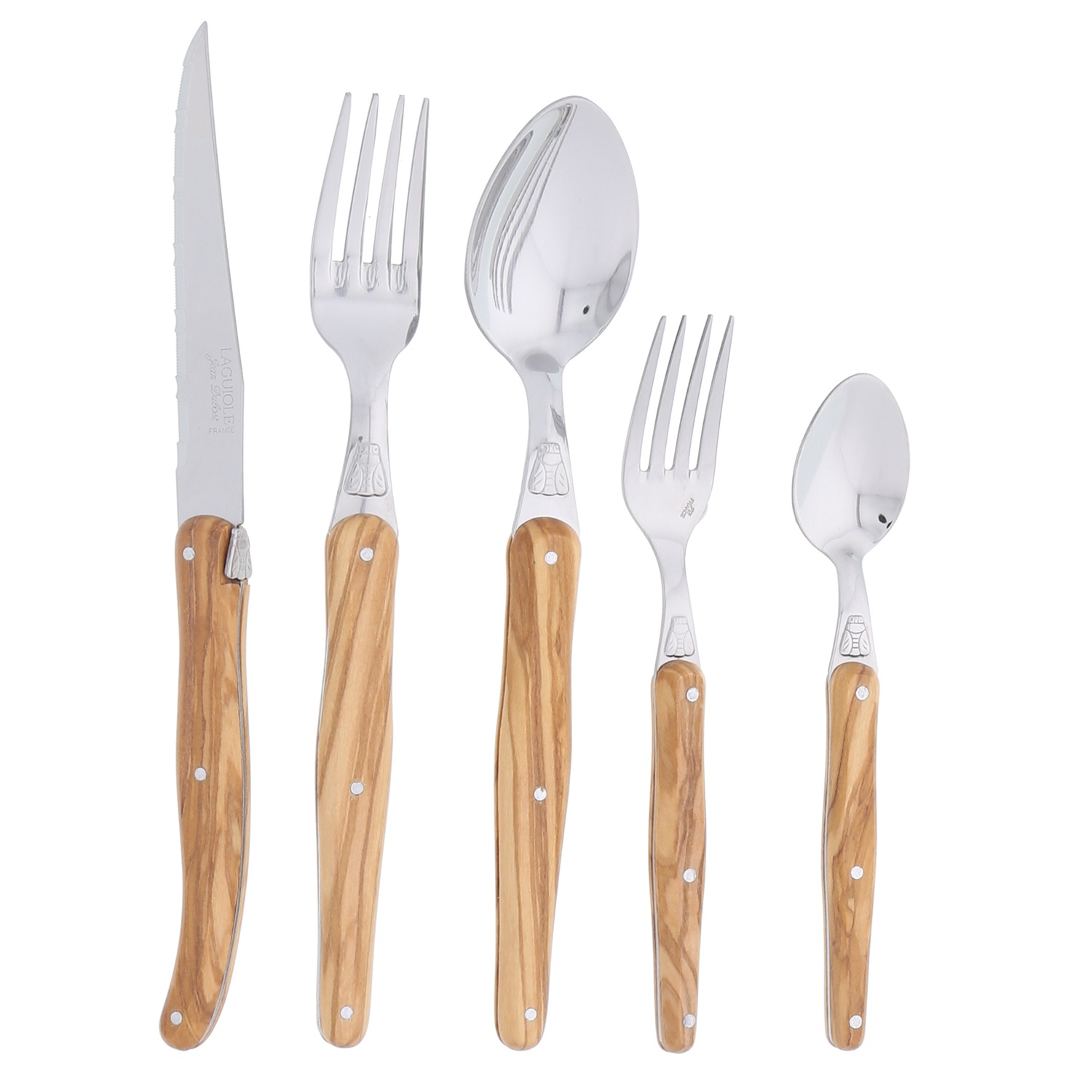 slide 1 of 1, Jean Dubost Olivewood Laguiole Flatware, 20 ct