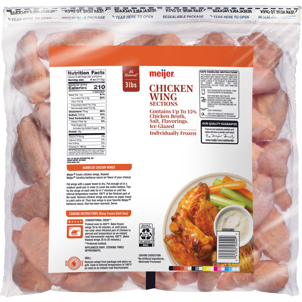 slide 9 of 9, Meijer Frozen Chicken Wing Sections, 48 oz, 48 oz