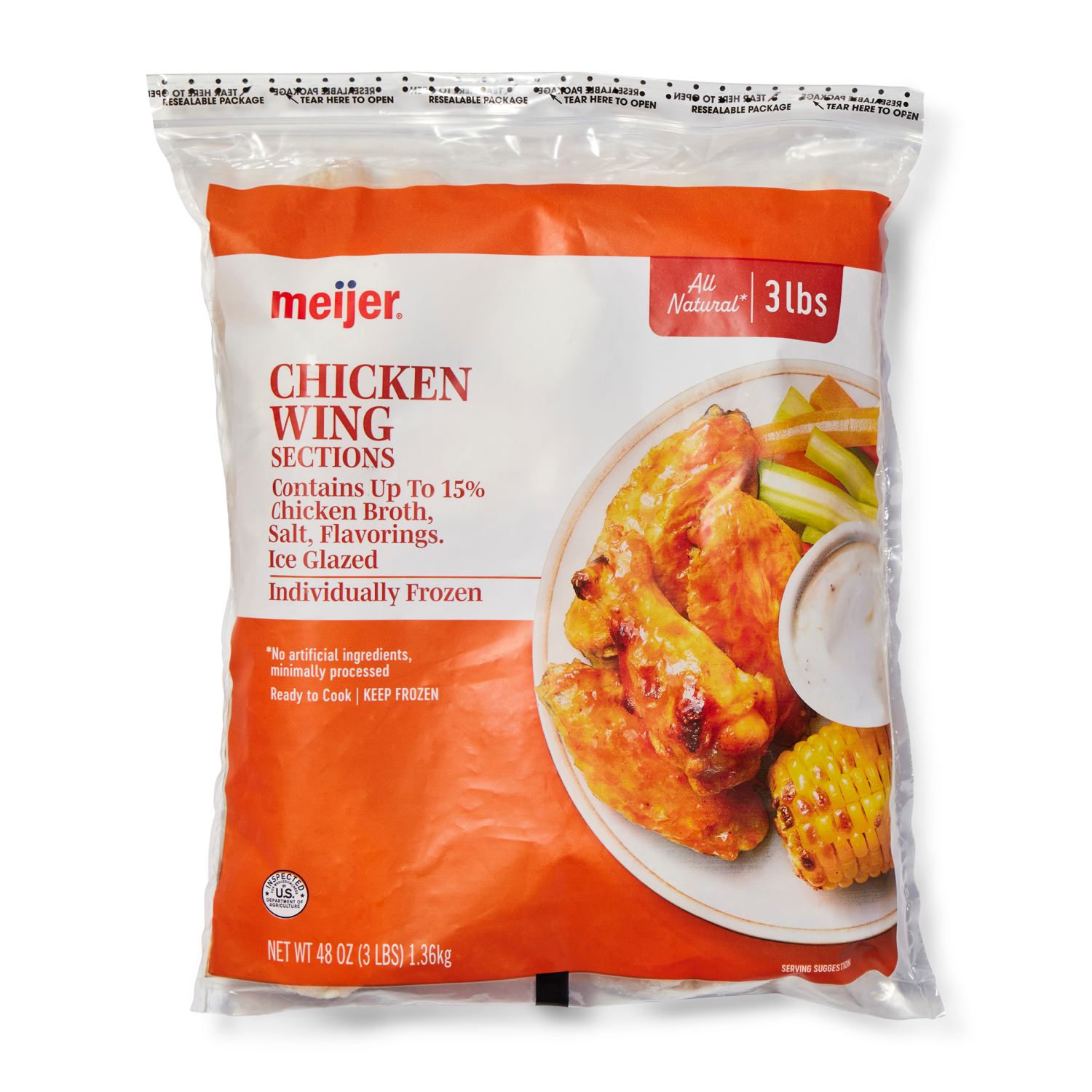 slide 1 of 4, Meijer Frozen Chicken Wing Sections, 48 oz