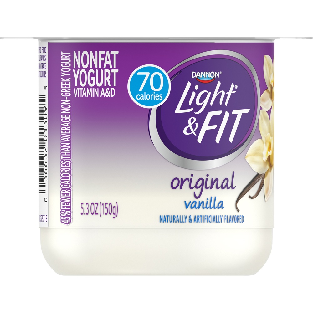 slide 2 of 5, Dannon Light + Fit Vanilla Original Nonfat Yogurt, 5.3 OZ Cup, 5.3 oz