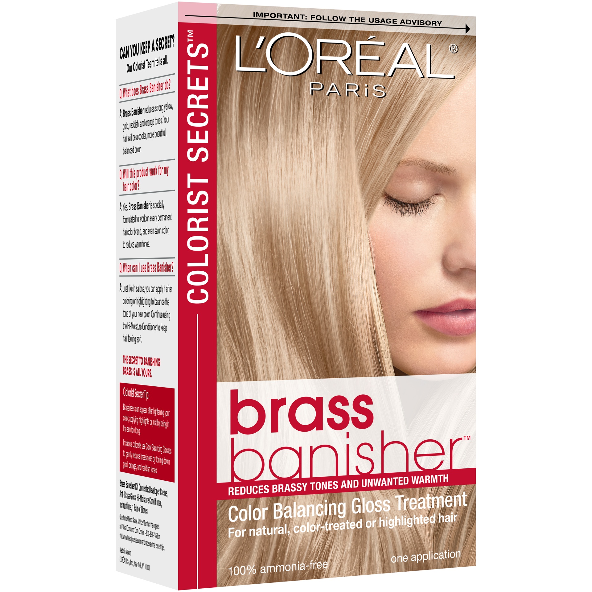 slide 4 of 8, L'Oréal Paris Colorist Secrets Brass Banisher Color Balancing Gloss Treatment, 1 kit