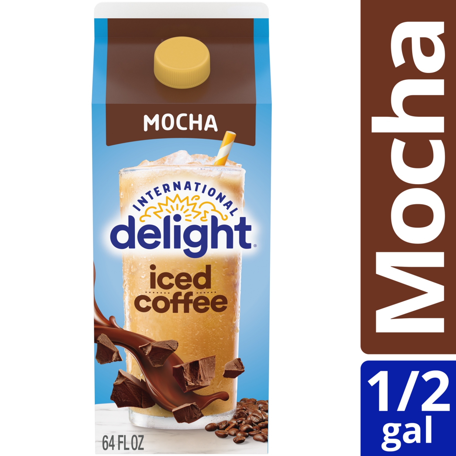 slide 2 of 5, International Delight Iced Coffee, Mocha, 64 FL OZ Carton, 64 fl oz