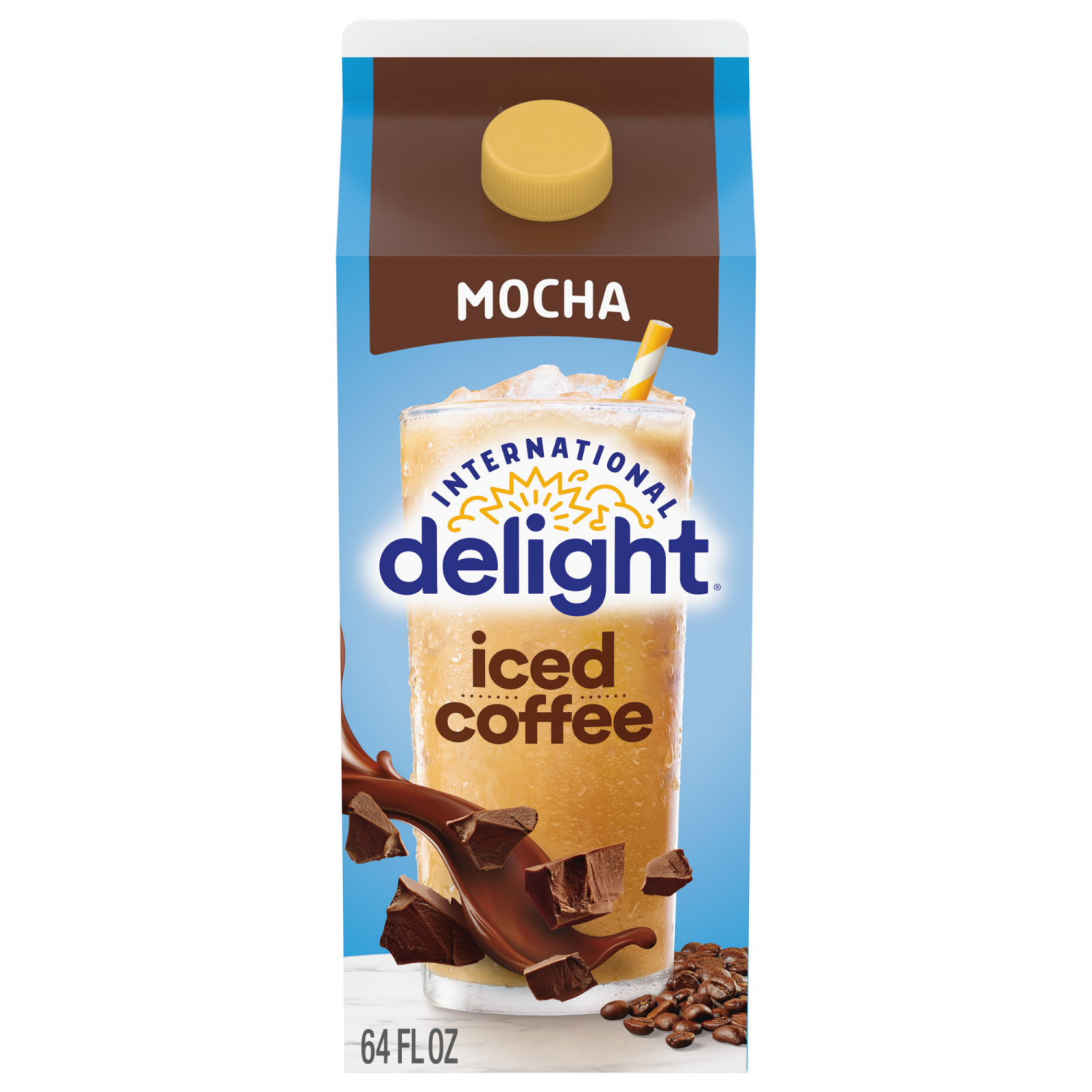 slide 1 of 5, International Delight Iced Coffee, Mocha, 64 FL OZ Carton, 64 fl oz