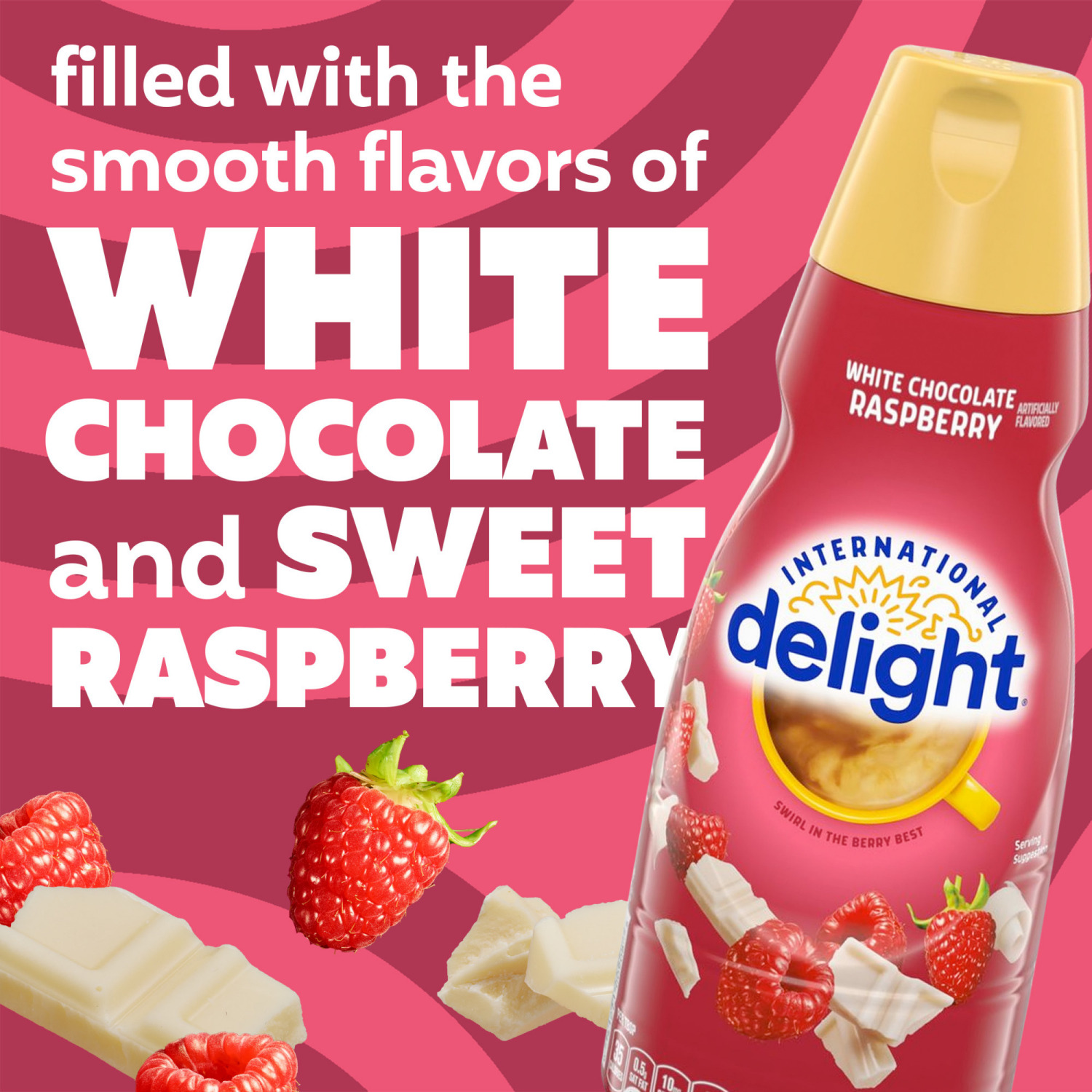 slide 5 of 5, International Delight Coffee Creamer, White Chocolate Raspberry, 32 FL OZ Bottle, 32 fl oz