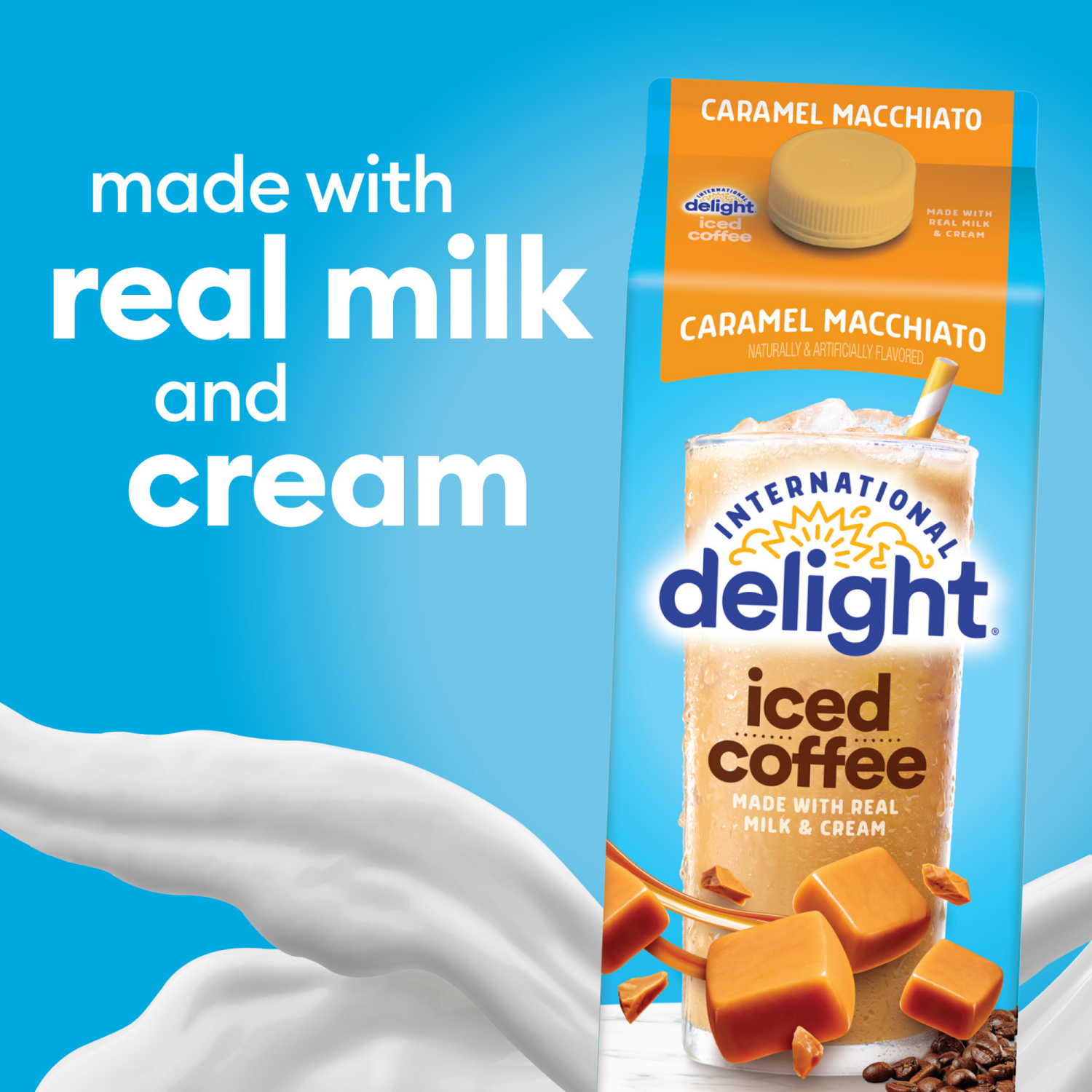 slide 3 of 5, International Delight Iced Coffee, Caramel Macchiato, 64 FL OZ Carton, 64 fl oz