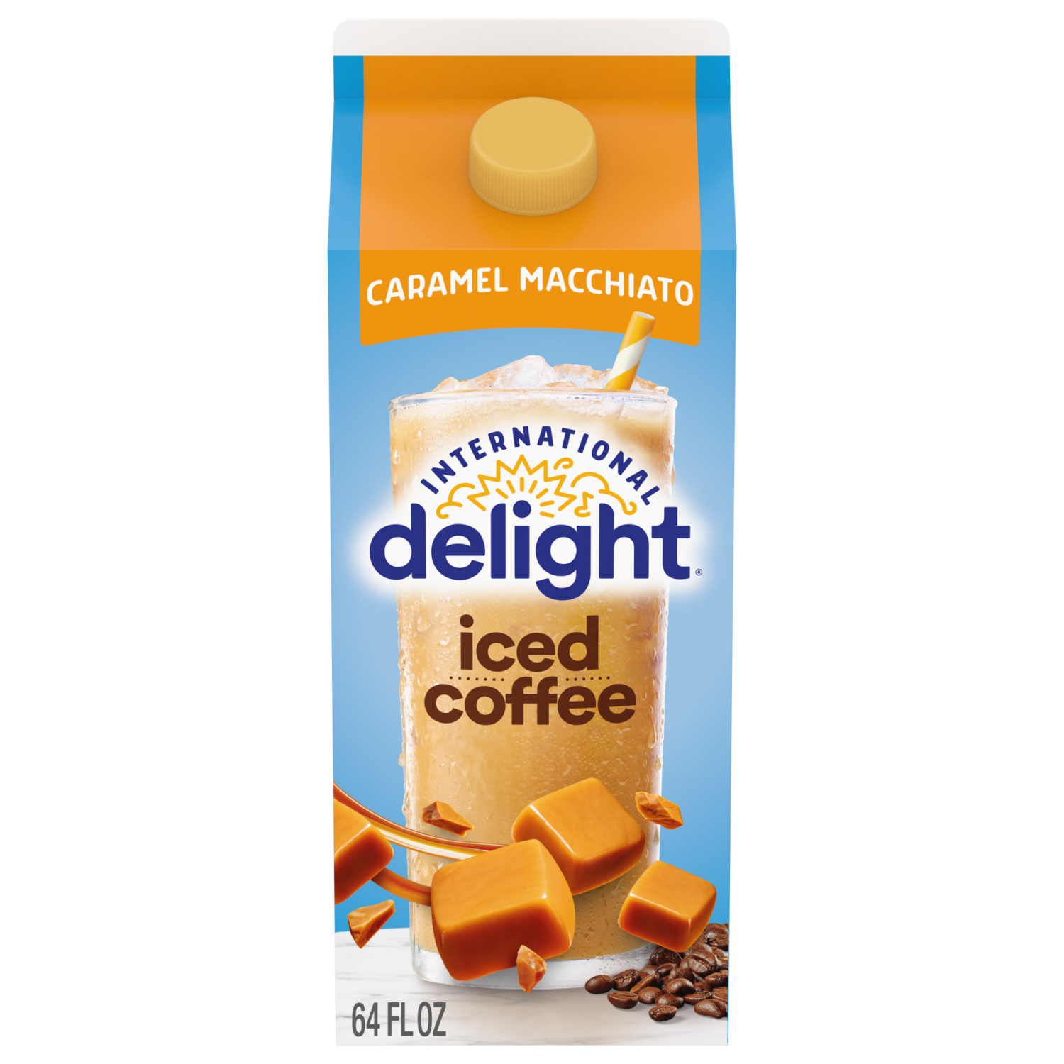 slide 1 of 5, International Delight Iced Coffee, Caramel Macchiato, 64 FL OZ Carton, 64 fl oz